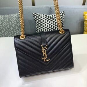 💝YSL COLLEGE LARGE CHAIN BAG IN QUILTED LEATHER
